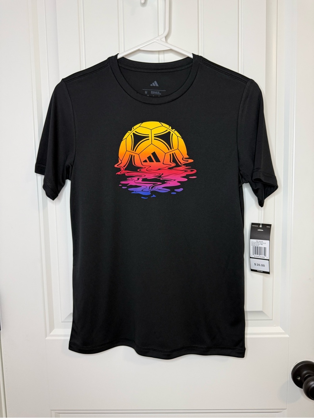 NWT adidas Black Short-Sleeve Tee with Sunset Soccer Graphic